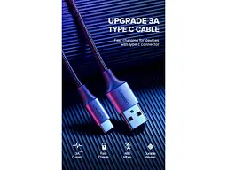Кабель UGREEN US288 USB - Type-C Cable Aluminum Braid 1.5m Black (60127) - мініатюра 3