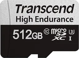 Карта пам'яті Transcend 512GB microSD w/ adapter U1, High Endurance (170TB) (TS512GUSD350V) (FFSDTR02110)