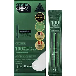 Сироватка-бустер із мікроголками для чутливої ​​шкіри VT Cosmetics Pro Cica Reedle Shot100 10 ампул по 2 мл