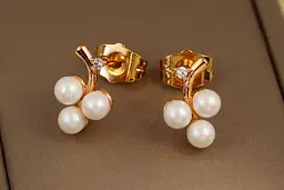 Сережки гвоздики Xuping Jewelry бавовна з перлинками 1,3 см золотисті