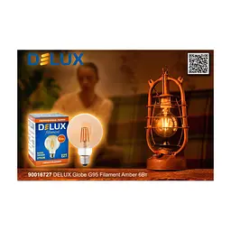 Лампочка Delux Globe G95 6Вт E27 2700К amber filament (90016727) - мініатюра 4