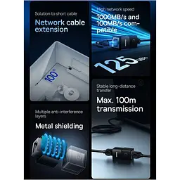 Перехідник Baseus AirJoy Series Network Cable Connector Cluster RJ-45 to RJ-45 Black [B00131100111-01] [140346] - мініатюра 8