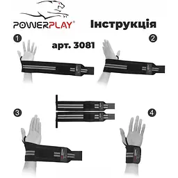 Бинти кистьові PowerPlay 3081 Black/Grey - мініатюра 8