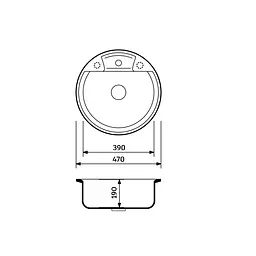 Кухонна мийка Adamant FINE avena d 470x190 мм, без крила d 47 - мініатюра 2
