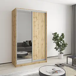 Шафа-купе дводверна MebelStar Стандарт AL ДСП/Дзеркало 130x45x210 см Дуб тахо (MBS-3462)