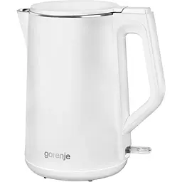 Gorenje Електрочайник, 1,5 л, пластик, матовий, білий
