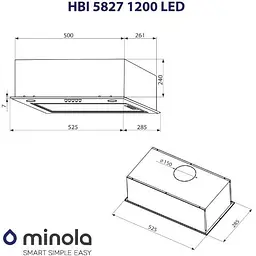Витяжка вбудована Minola HBI 5827 IV 1200 LED - мініатюра 9