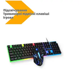 Комплект клавіатура + миша дротові T-Wolf TF230 LED тривимірні підвісні клавіші білий/чорний DV-169479_539) - мініатюра 2