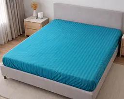 Простирадло на резинці LARA сатин-страйп LUX turquoise d13227 160х200х25