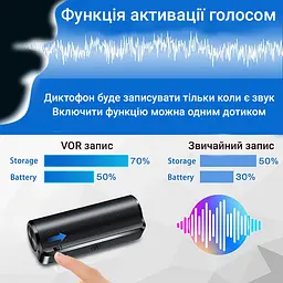 Міні диктофон з голосовою активацією записи Savetek 1000 PRO (GS-R59N), 8 Гб пам'яті (вдосконалена версія) (100328pro) - мініатюра 6