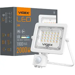 Світлодіодний прожектор Videx F2e 20W 5000K з датчиком руху і освітленості (VL-F2e205W-S) [144827] - мініатюра 7