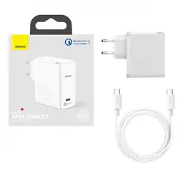 Мережевий зарядний пристрій Baseus GaN2 Fast Charger 1Type-C + Cable Type-C to Type-C 1.5m 100W TZCCGAN-L02 White - мініатюра 8