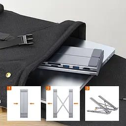 USB-C хаб-підставка 7-в-1 Choetech M57 HDMI 4K@30Hz, 2 USB 3.0, USB-C Data, USB-C PD 100W, SD-card, TF-card (43-00174) - мініатюра 3