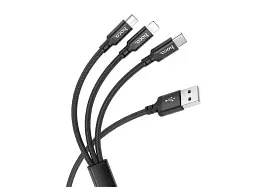 Кабель Hoco X14 3-in-1 USB Type-A to Lightning/Micro USB/USB Type-C Black (6931474719157)