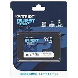 Накопичувач SSD Patriot Burst Elite 960GB 2.5" 7mm SATAIII TLC 3D (PBE960GS25SSDR) - мініатюра 2