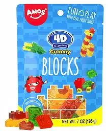 Желейні цукерки Amos 4D Gummy Blocks 198г