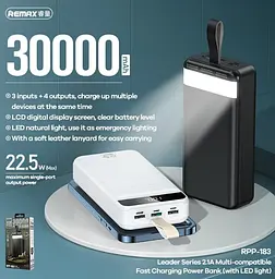 REMAX Leader Series 22.5W Multi-compatible Fast Charging Power Bank (with LED light) 30000mah RPP-183 - мініатюра 2