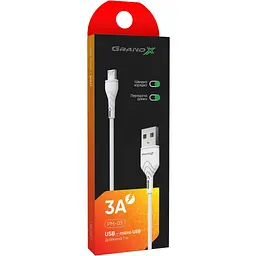 Дата кабель USB 2.0 AM to Micro 5P 1.0m Grand-X (PM-03W) - мініатюра 2