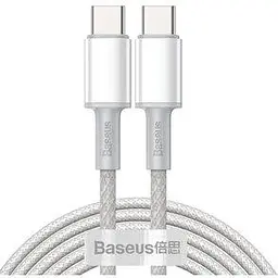 Кабель Baseus High Density Braided Fast Charging Cable Type-C to Type-C 100W 2m CATGD-A02 White