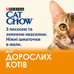 Вологий корм для котів Cat Chow Adult ніжні шматочки в желе з лососем та зеленою квасолею 85 г - мініатюра 4