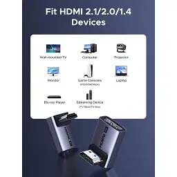 Перехідник HDMI M to HDMI F 8K60Hz 48Gbps 90° corner black Ugreen (85632) - мініатюра 7