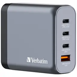 Зарядний пристрій Verbatim GaN 140 W 4 ports (2xUSB-C-140 W,USB-C 20 W /USB-A -3.0) (32203) - мініатюра 1