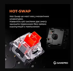 Клавиатура игровая механическая GamePro MK-160 Red Swich Hot-Swap RGB White-Black - мініатюра 6