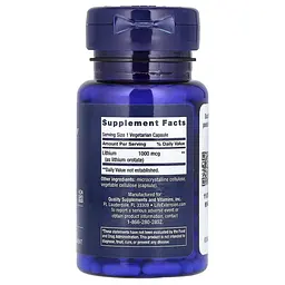 Літій оротат Life Extension Lithium 1000 mg, 100 вегакапсул для підтримки здоров'я мозку - мініатюра 2