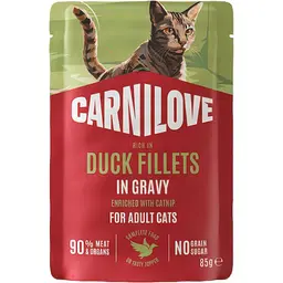 Вологий корм для котів Carnilove Gravy Duck with Catnip качка і котяча м'ята в соусі 85 г