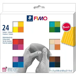 Полімерна глина Fimo в наборі, 24 кольори по 25 г., Basic Colours, (8023C24-1)