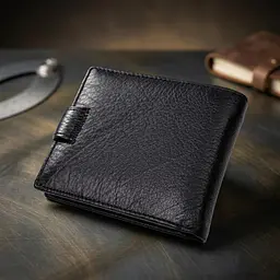 Чоловічий гаманець середнього розміру з натуральної шкіри ST Leather 22484 чорний - мініатюра 3