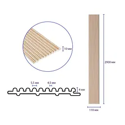 Рейка декоративна Sticker Wall WPC стінова 110х10х2900мм SW-00003025 - мініатюра 3