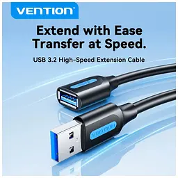 Дата кабель USB 3.2 AM/AF 2.0m 10Gbps PVC black Vention (CBOBH) - мініатюра 2