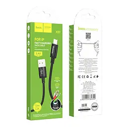 Кабель синхронізації Hoco X89 Wind USB-A to Lightning 2.4A 2m Black (36893_3609479) - мініатюра 3