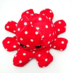 М'яка іграшка Восьминіг перевертень двосторонній веселий сумний Mood Octopus 16 см UKC червоний перламутровий в горошок - мініатюра 5