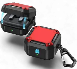 Чохол Primo Magnet Lock Rugged TPU для навушників Samsung Galaxy Buds 4 / Buds 4 Pro з карабіном - Black/Red - мініатюра 2
