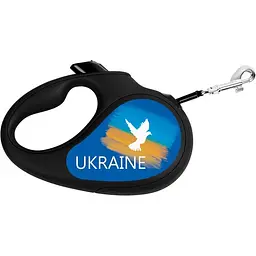 Повідець-рулетка для собак Waudog R-leash Прапор, світловідбиваючий, L, до 50 кг, 5 м, чорний