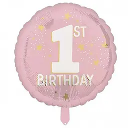 Кулька 18" (45см) Коло рожеве 1st Birthday (Китай) 0009-583