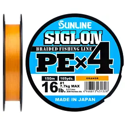 Шнур Sunline Siglon PE х4 300 м (оранж.) 1.5/0.209 мм 25 lb/11.0 кг