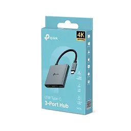 Хаб USB "3-in-1", Grey, Type-C 3.1 - 1xType-C (100 Вт) / 1xUSB 3.0 / HDMI 4K TP-Link teh0019600 - мініатюра 2