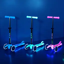Самокат MICRO серії "Mini Deluxe Glow LED" – МОРОЗНИЙ РОЖЕВИЙ (до 50 kg, 3-х колісний, світло) Micro MMD217 - мініатюра 10