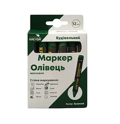 Маркер для розмітки - Універсальна крейда воскова, зелений, 12шт. CW606116 - мініатюра 2