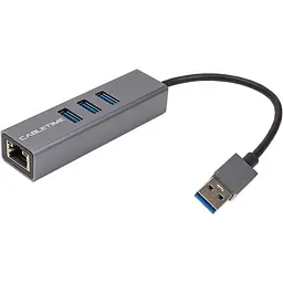 Адаптер Cabletime USB 3.0 - USB 3.0 (3 Ports) + RJ45, 0.15 м