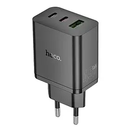 Мережевий зарядний пристрій Hoco N50 USB/2 Type-C PD 45W чорний - мініатюра 3