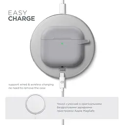 Силіконовий чохол для навушників Apple AirPods 4, Hang Case, сірий, ультратонкий захисний кейс товщиною 2 мм, захист від подряпин, пилу та ударів, компактний, з карабіном для кріплення, ArmorStandart (ARM81284) - мініатюра 7
