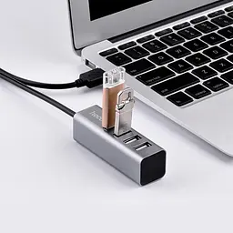 USB-Хаб USB-хаб HOCO HB1 4USB Line machine Tarnish (6957531038139) - мініатюра 5
