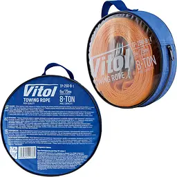 Трос буксирувальний Vitol ТР-250-8-1 стрічка 8 тонн 75 мм х 6 м помаранчевий (TR-250-8-1) - мініатюра 5