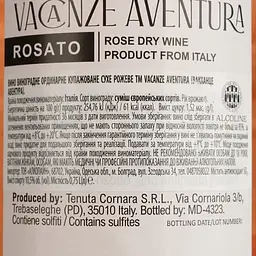 Вино Vacanze Aventura Rosato рожеве сухе 0.75 л - мініатюра 4