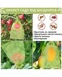 Мішечки-сітки з органзи для захисту винограду KAR124 30×20 см зелені • Захисні садові мішки для грон, фруктів і ягід - мініатюра 2