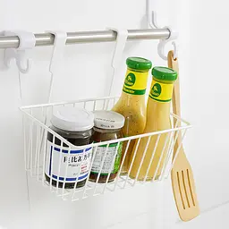 Стильна підвісна металева настінна полиця кошика тримач-органайзер, Kitchen Master Білий 87099 - мініатюра 4